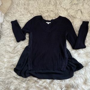 Navy blue lace back with high low sweater